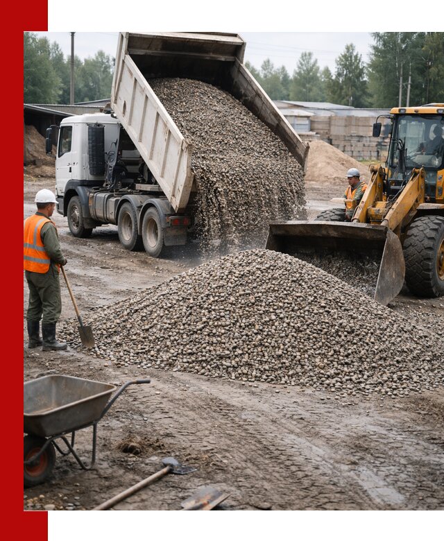 Мытый гравий с доставкой в Твери от карьера до участка