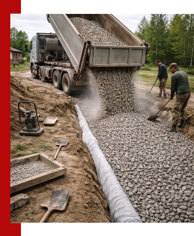 Гравий для дренажа с доставкой в Твери качественный и недорогой