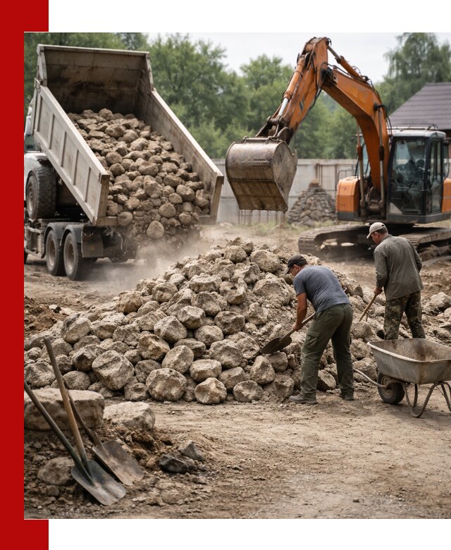 Доставка и разгрузка бутового камня в Твери
