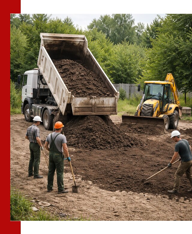 Доставка и укладка грунта для выравнивания участка в Твери