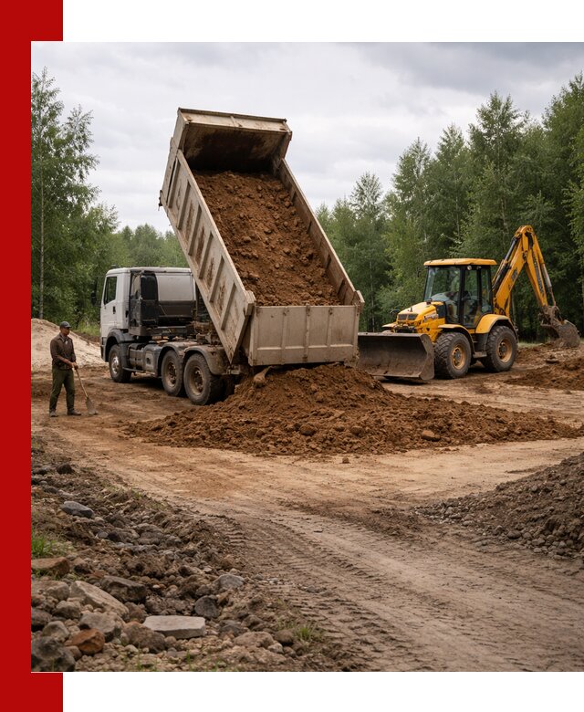Доставка суглинка самосвалами в Твери подсыпка и планировка