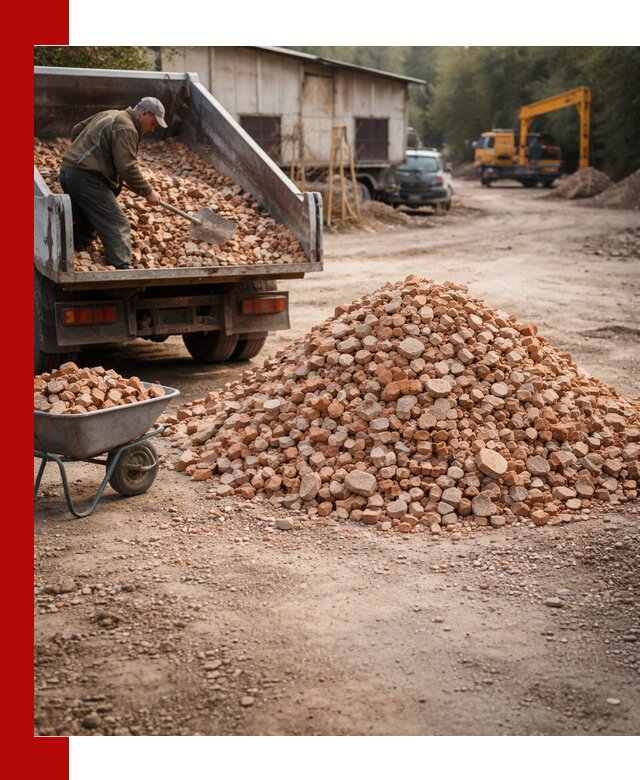 Доставка и подушка из боя кирпича с разгрузкой в Твери