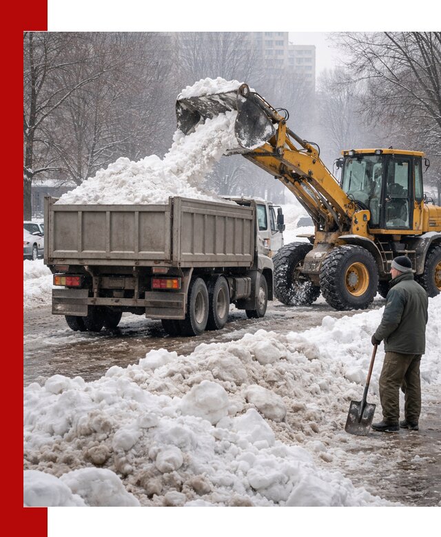 Вывоз снега грузовой техникой в Твери оперативно и чисто