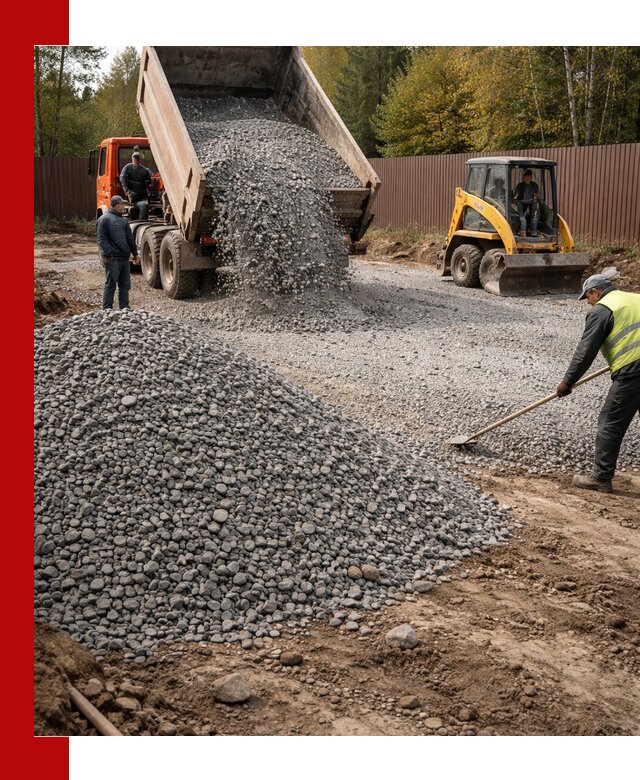 Отсыпка участка щебнем с доставкой и уплотнением в Твери